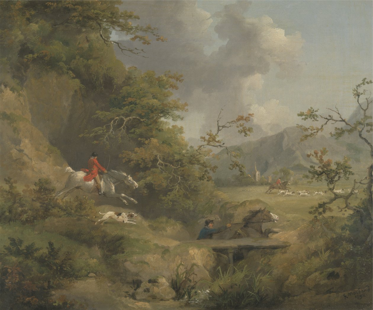 Lov na lišku v Hilly Country (olej na plátně) od George Morland
