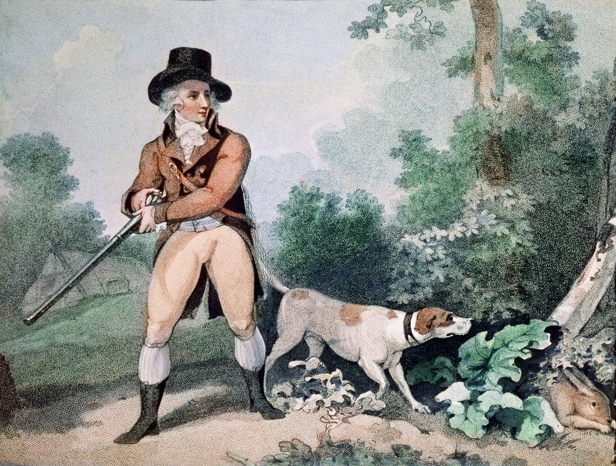 Hare Shooting vyryl C. Cotton (tehovaná rytina) od George Morland