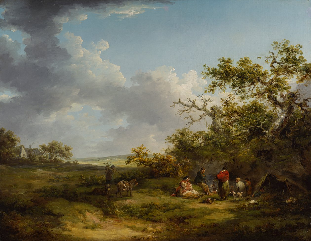 Krajina s cikánským táborem (olej na plátně) od George Morland