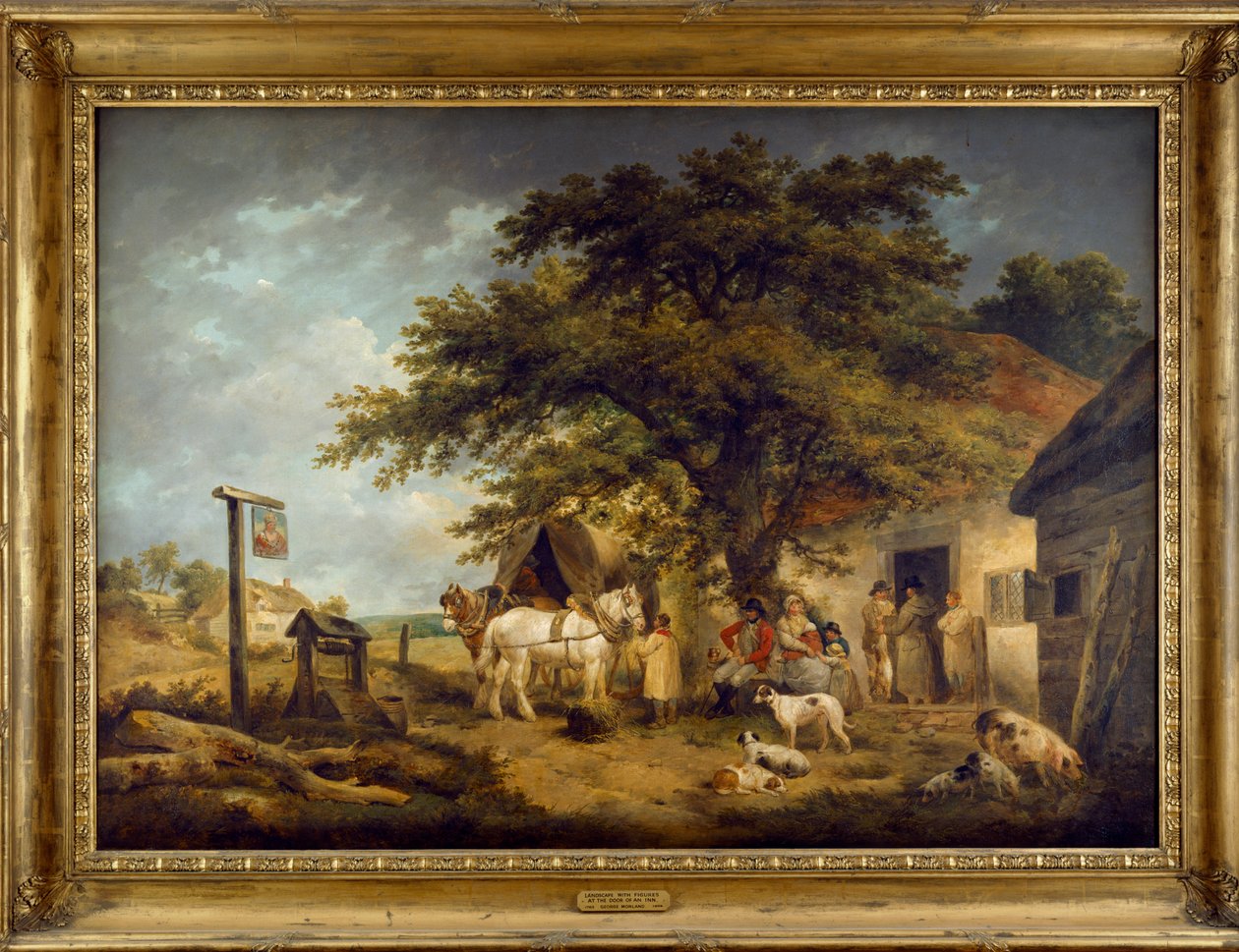 Krajina s postavami u dveří hostince (olej na plátně) od George Morland