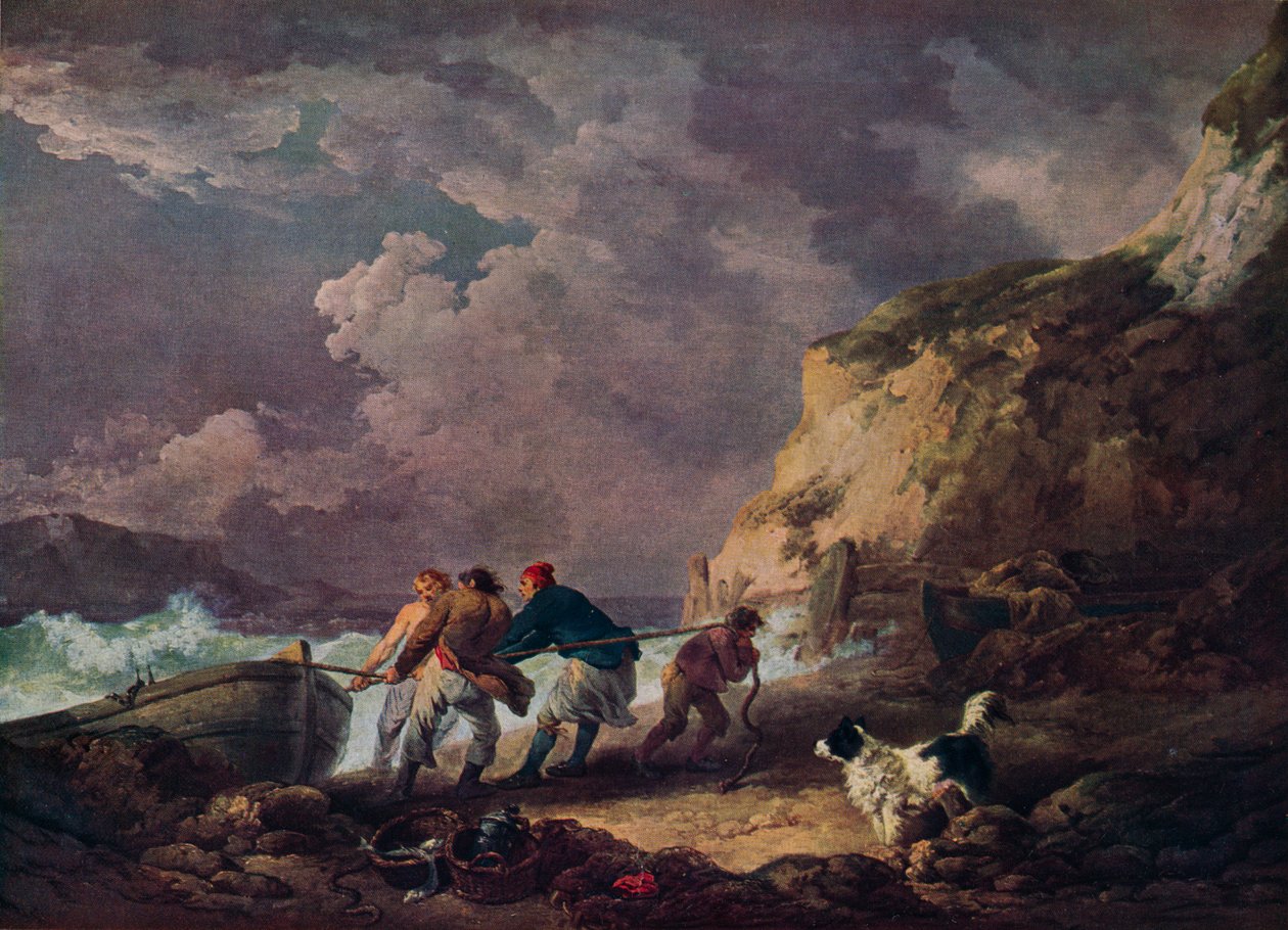 Pobřeží: Rybáři táhnoucí ve člunu, 1791. od George Morland
