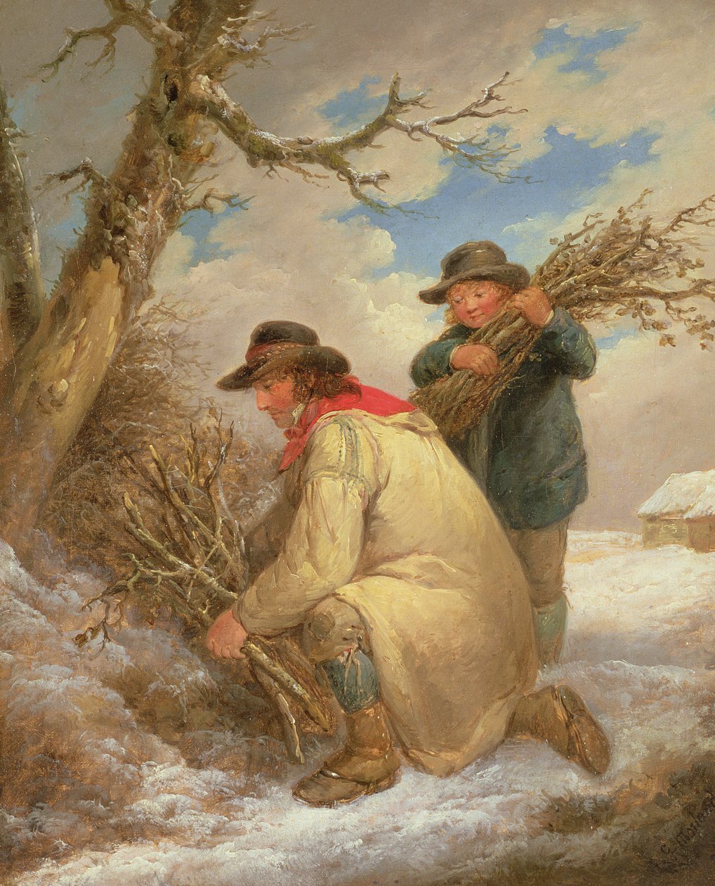 Sběrači větviček ve sněhu od George Morland