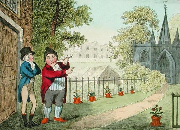 Ukázat zahradu, vyryl Isaac Cruikshank (1756-c.1811), vydáno 1796 (akvatinta) od George Moutard (after) Woodward