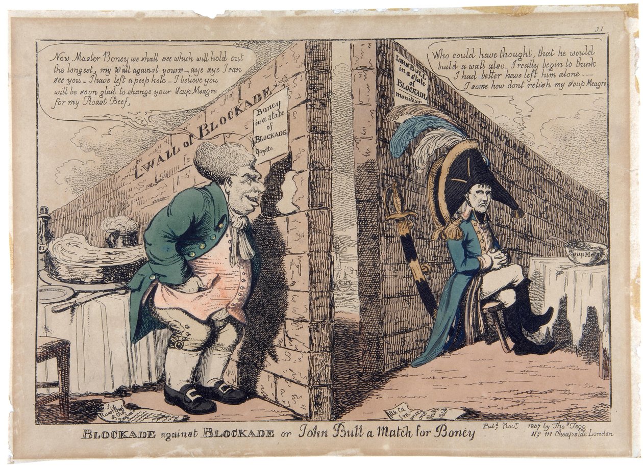Blockade against Blockade aneb John Bull a Match for Boney od George Moutard Woodward