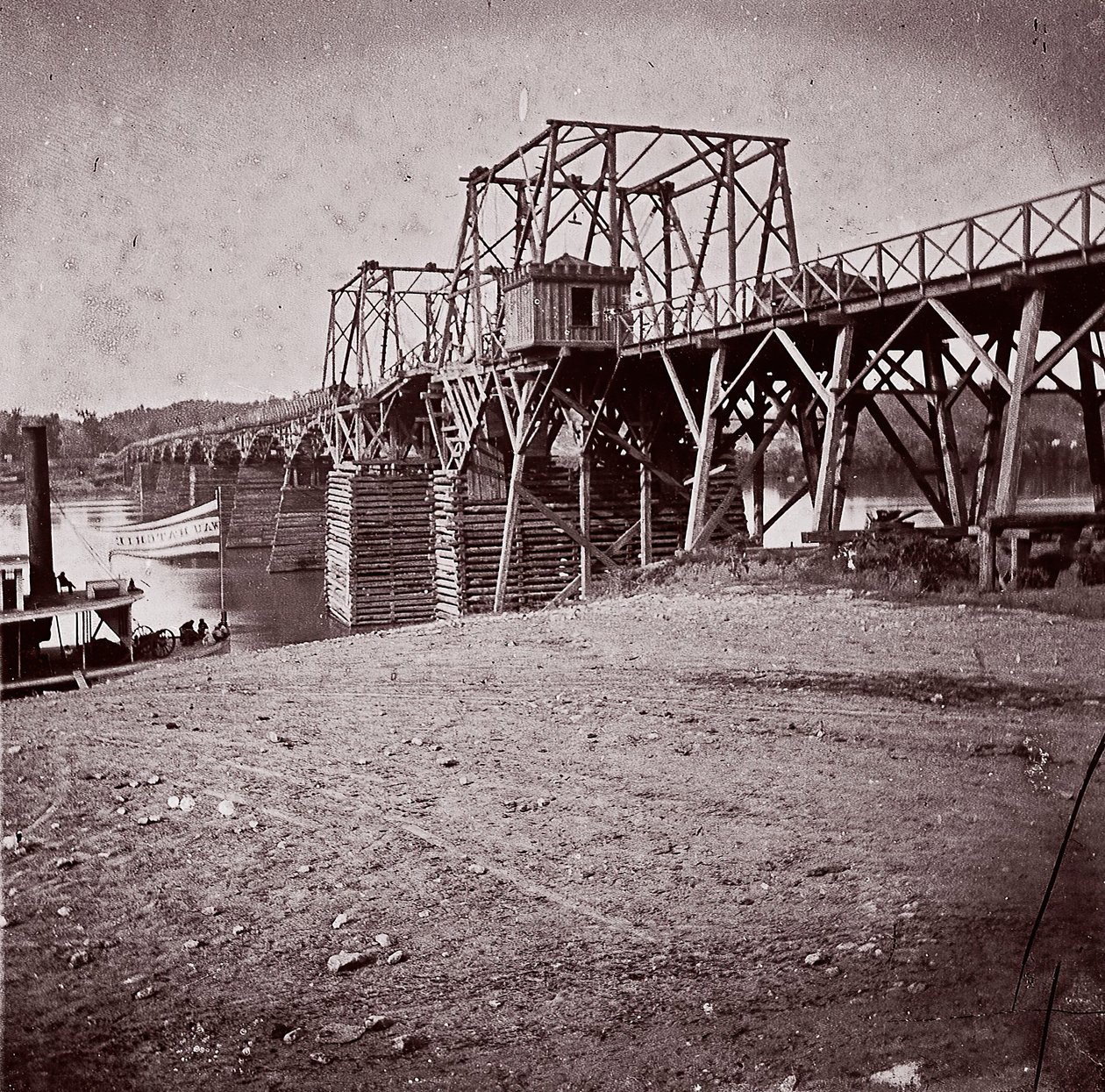 Most přes řeku Tennessee v Chattanooga, ca. 1864. od George N. Barnard