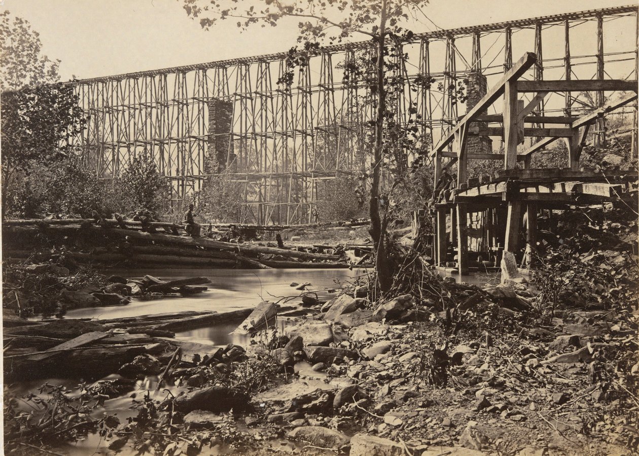 Trestle Bridge ve Whiteside od George N. Barnard