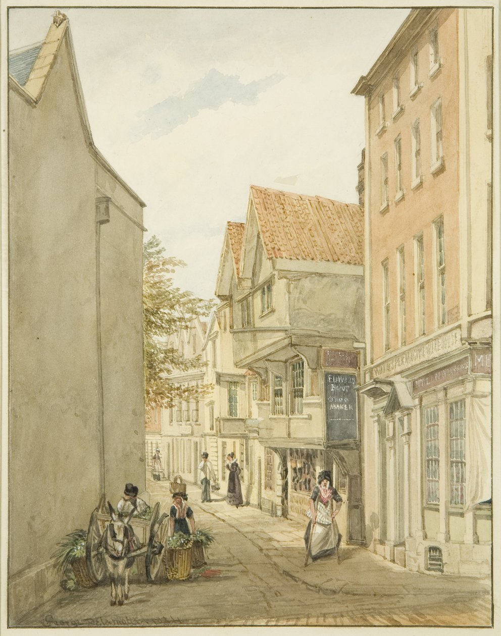 Při pohledu do Malé ulice (tužka a akvarel na papíře) od George Orleans Delamotte