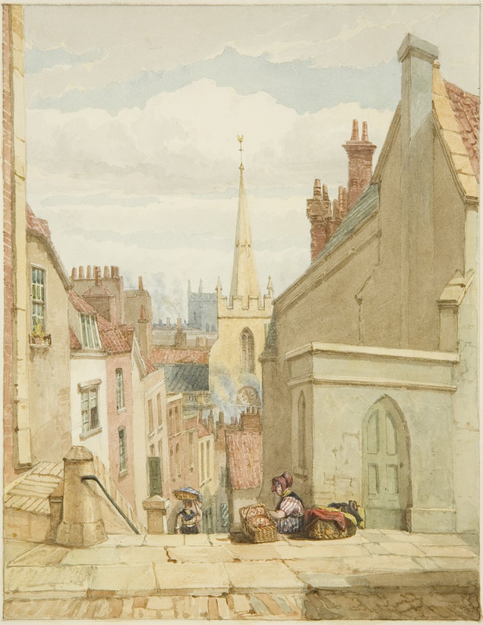 Queen Street [později Christmas Steps] (tužka a akvarel na papíře) od George Orleans Delamotte
