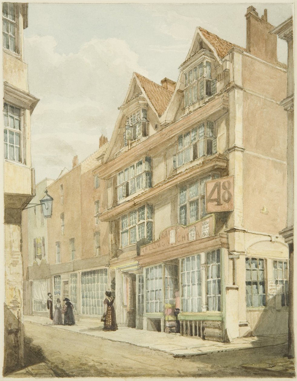 South Side, Wine Street (tužka a akvarel na papíře) od George Orleans Delamotte