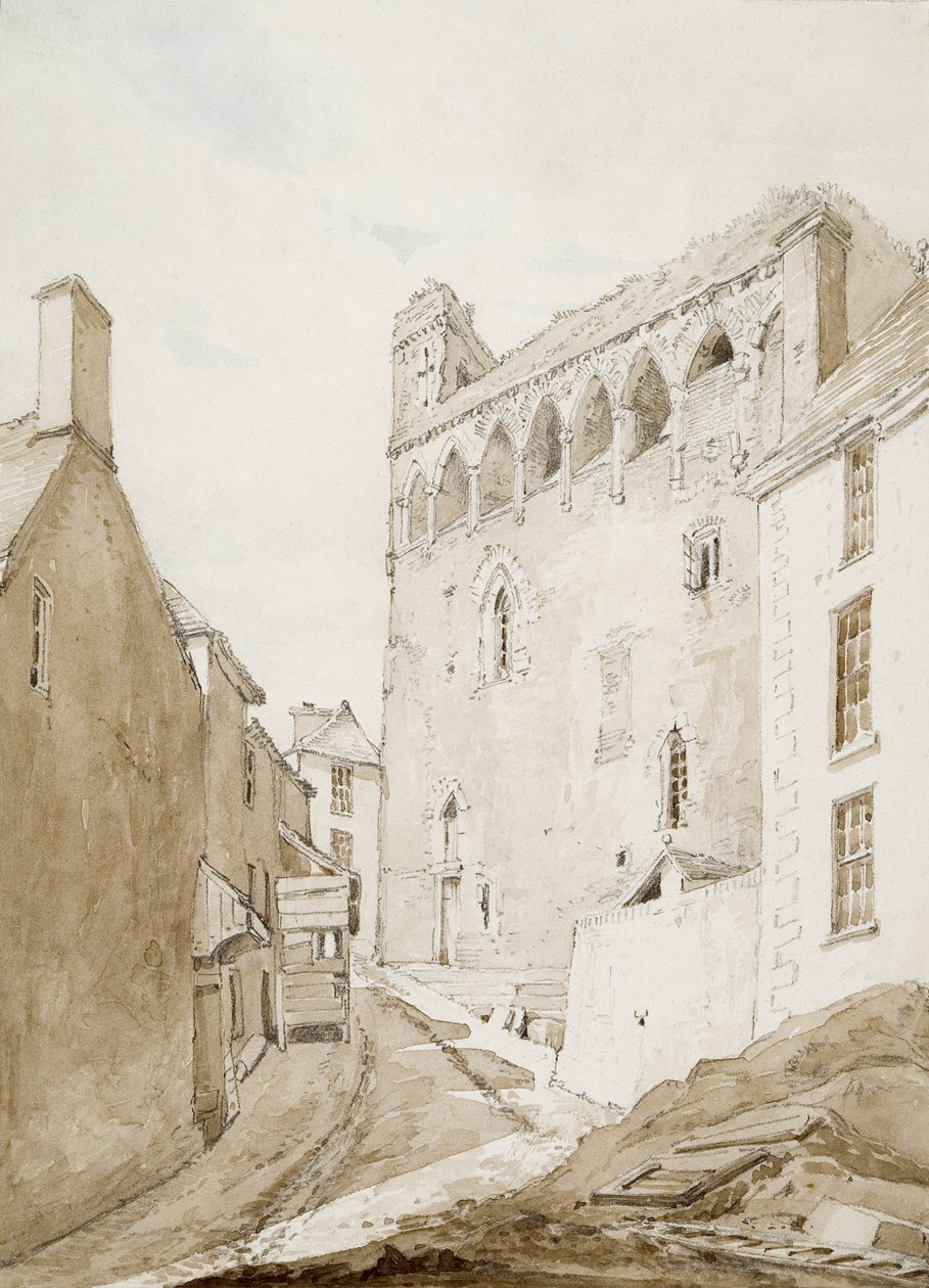 Hrad Swansea (akvarel a tužka na papíře) od George Orleans Delamotte