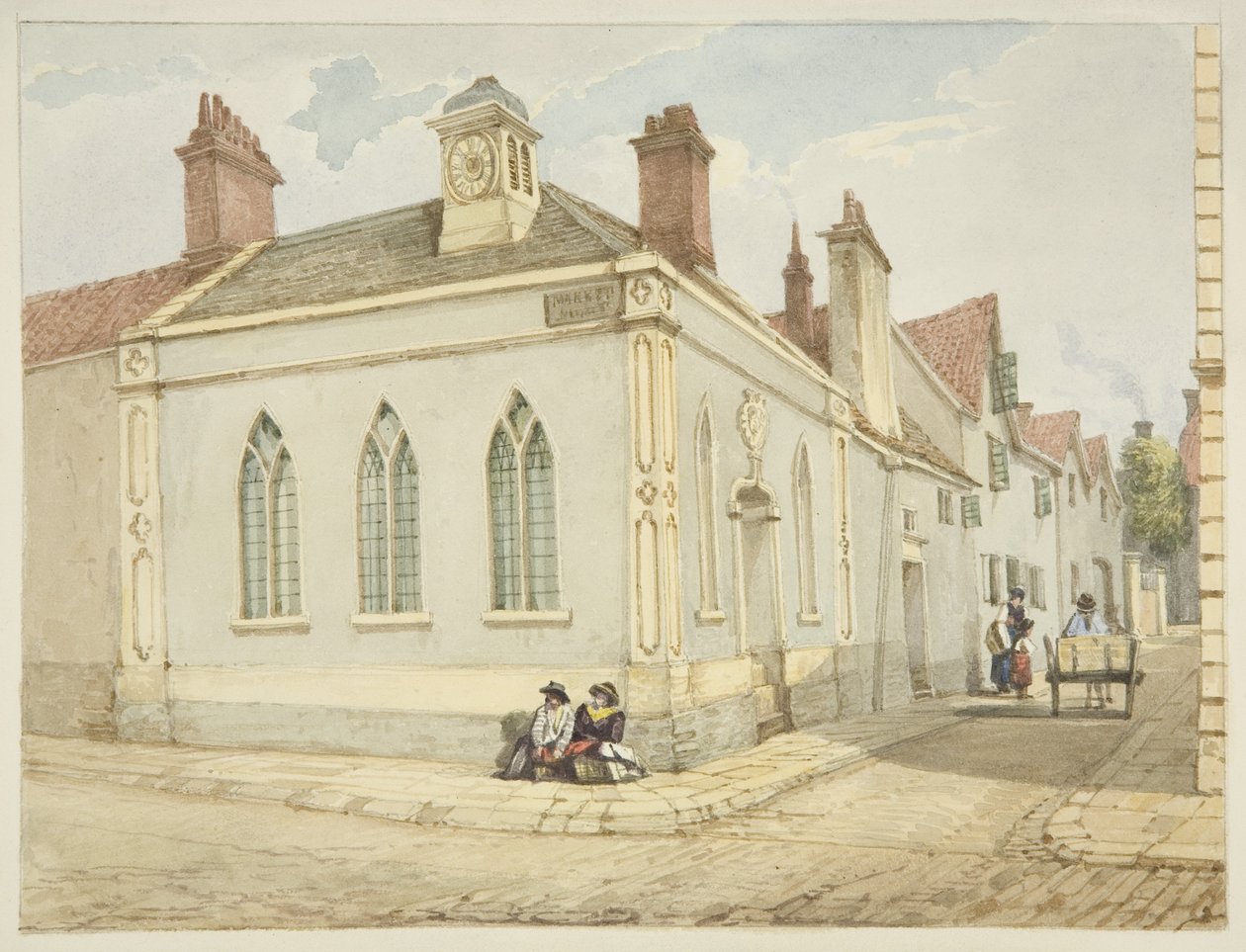 Kaple Nejsvětější Trojice a Almshouse (tužka a akvarel na papíře) od George Orleans Delamotte