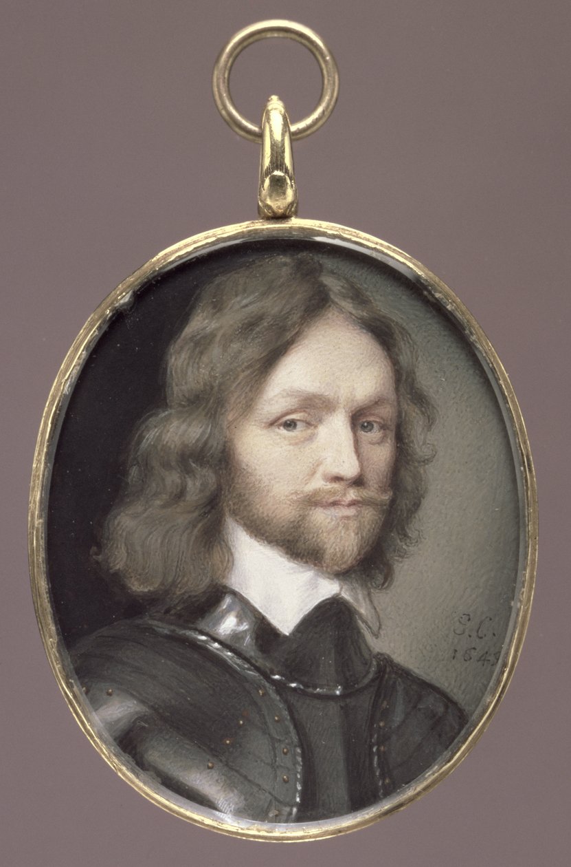 Generál Henry Ireton (1611-51) parlamentní generál a lord náměstek Irska (wc na pergamenu na kartě) od George Perfect Harding
