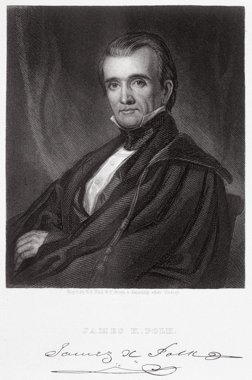 James Knox Polk, vyrytý Henry Bryan Hall (1808-84) od George Peter Alexander Healy