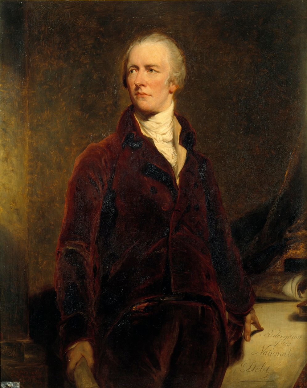 Portrét Williama Pitta (1759-1806) Kancléř státní pokladny Velké Británie Obraz Georgese Healyho (1808-1894) 19. století Sun. 1,27 x 1,02 m, po siru Thomasi Lawrence (1796-1830) od George Peter Alexander Healy