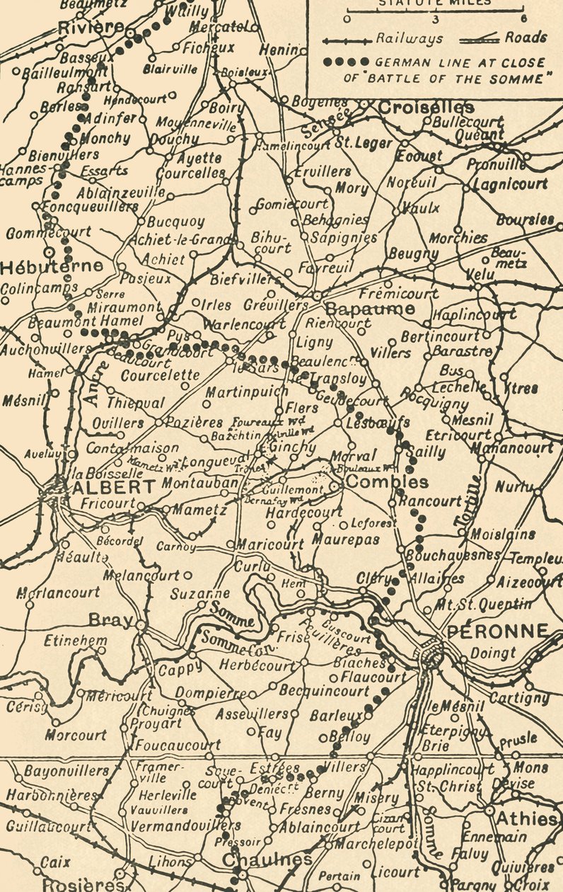 Mapa k ilustraci bitvy na Sommě, 1919. od George Philip and Son Ltd