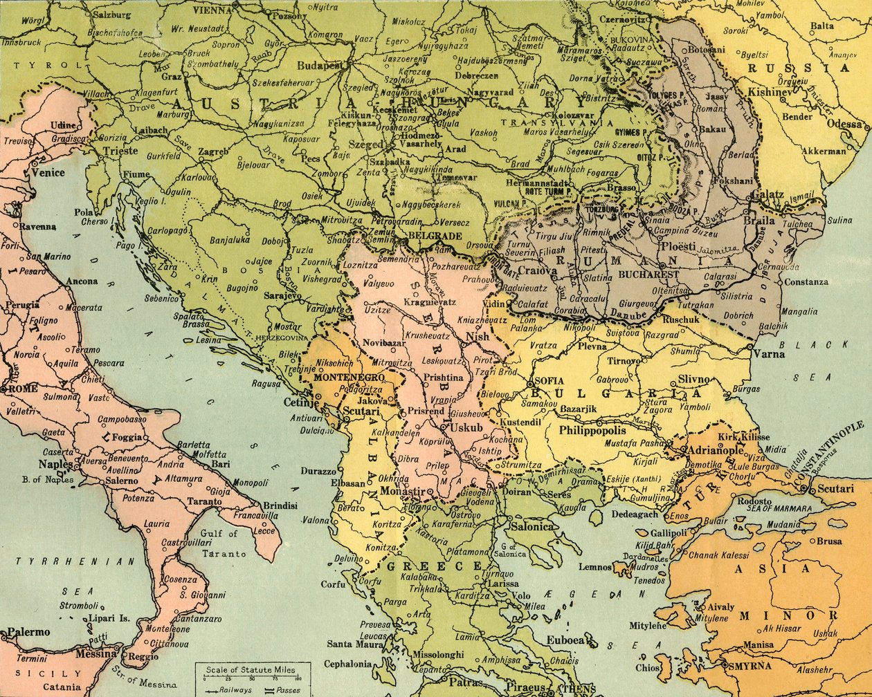 Mapa pro ilustraci východních bojových front, 1919. od George Philip and Son Ltd