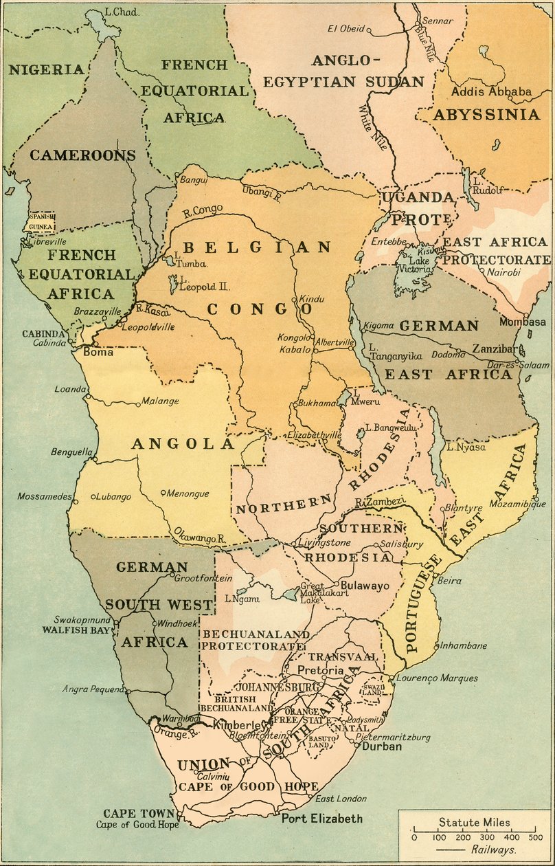 Mapa Mid. A Jižní Afrika, 1919. od George Philip and Son Ltd