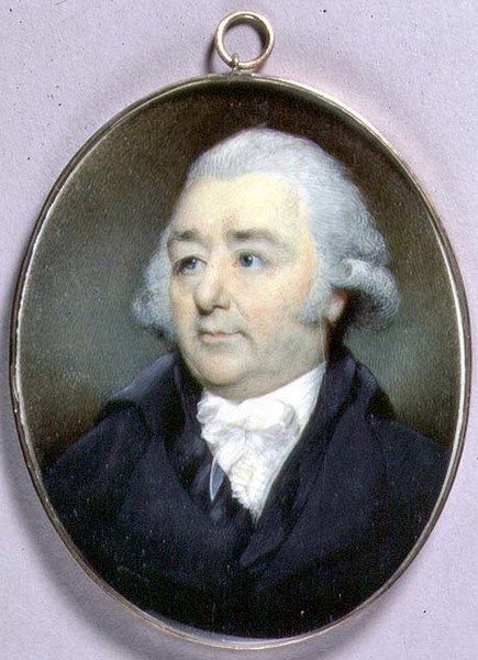 Portrétní miniatura Johna Flaxmana, kolem roku 1798 (akvarel na slonovině) od George Place