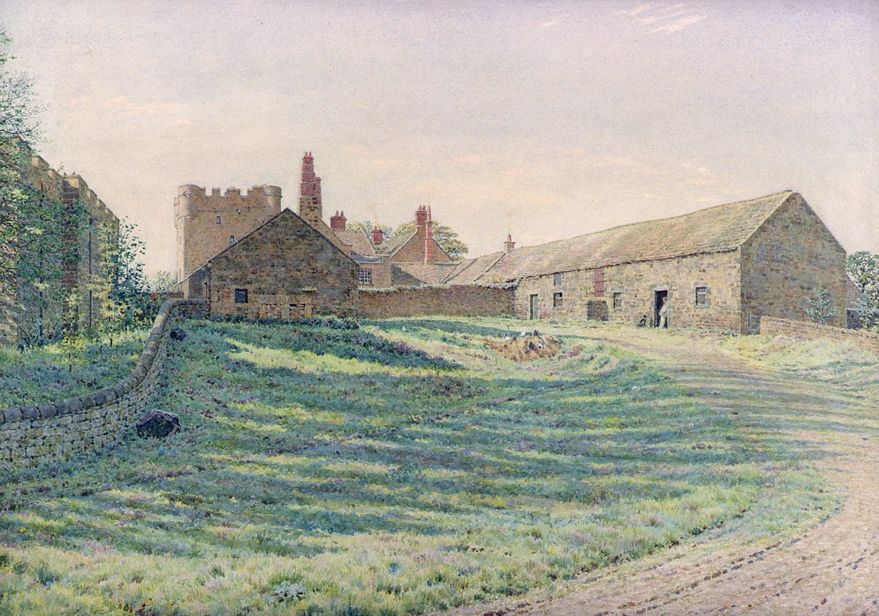 Halton Castle, Northumberland, východní aspekt, 19. století (akvarel) od George Price Boyce