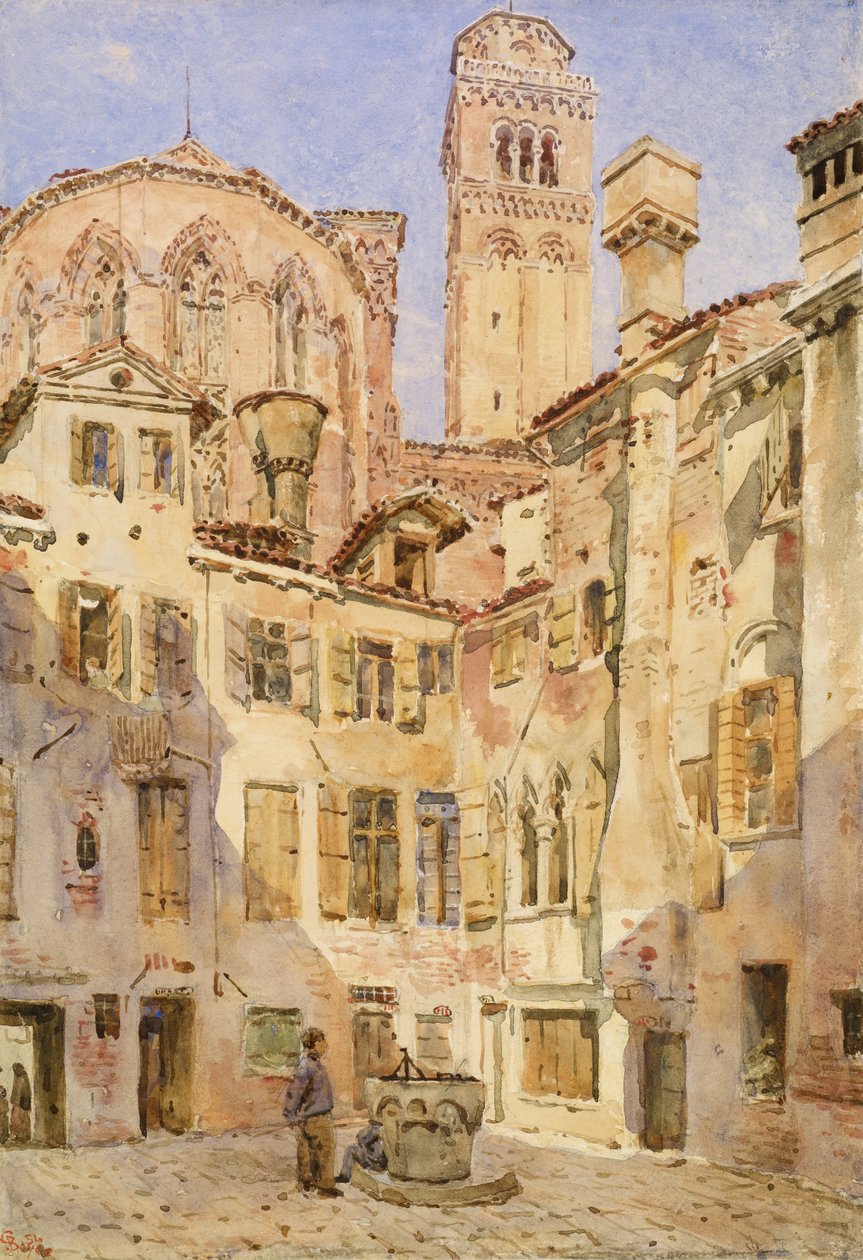 Kostel Frari, Benátky, z Campiello San Rocco, 1854 od George Price Boyce