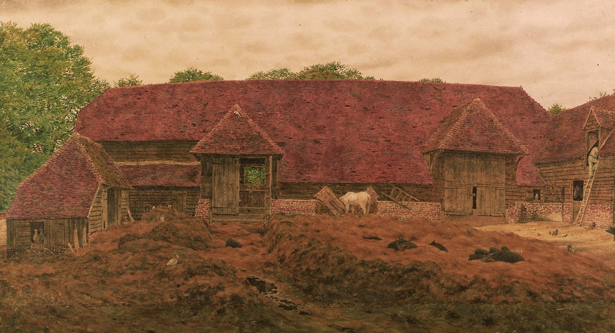The Old Barn at Whitchurch (tužka a w/c s škrábáním na papíře) od George Price Boyce