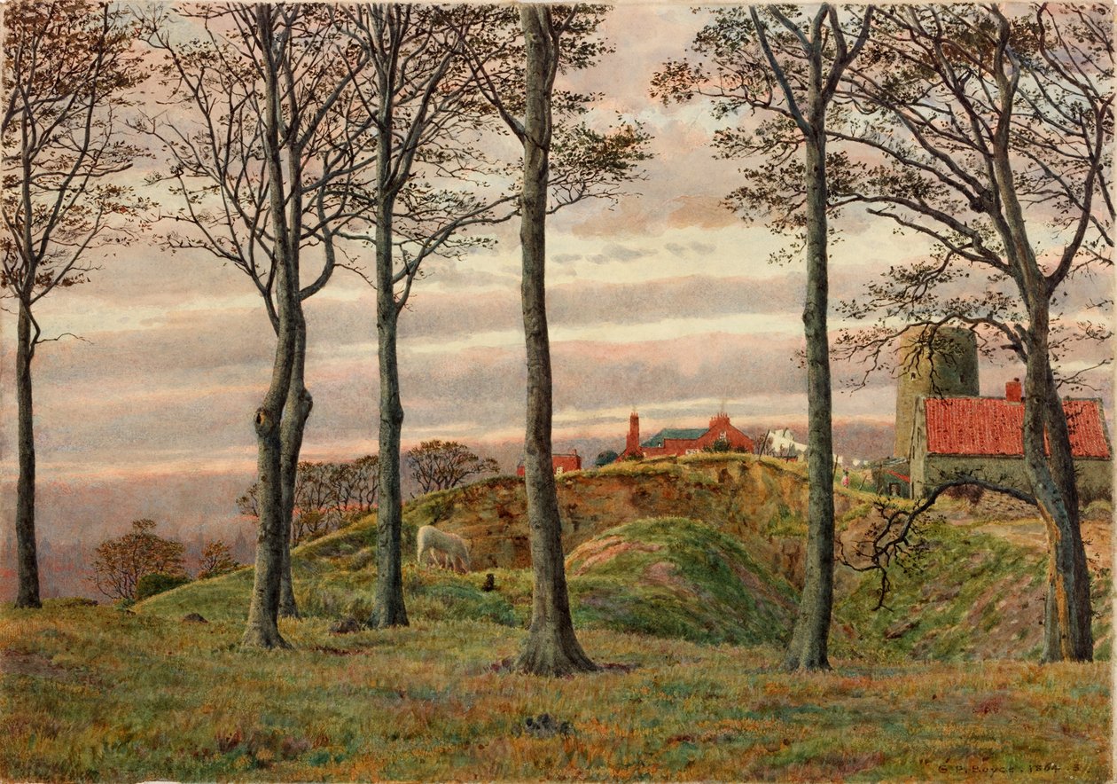 Windmills Hill, Gateshead, 1864 (tužka a wc na papíře) od George Price Boyce