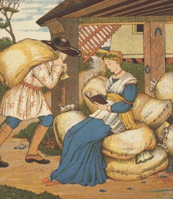 Princezna čtoucí z Rampelníka (barevná litografie) od George R. Halkett