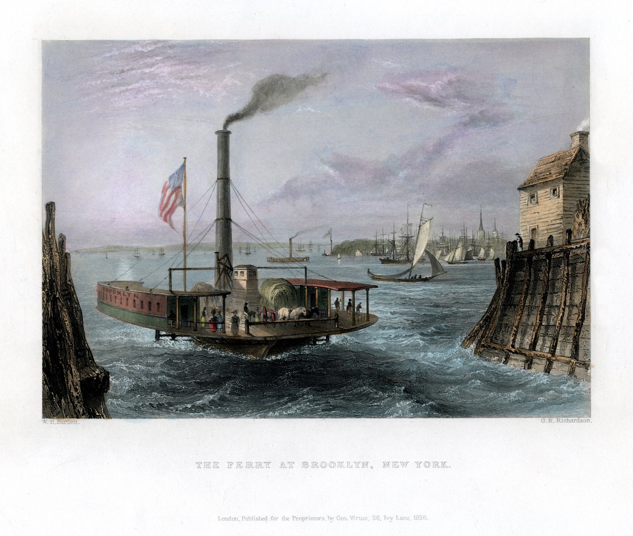 Trajekt v Brooklynu, New York, USA, 1838. od George Richardson