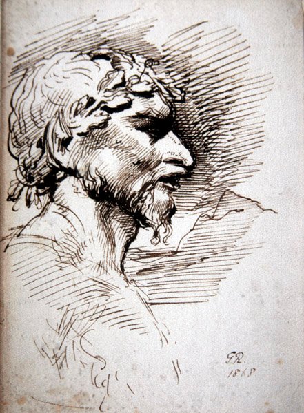 Mužská hlava - studie pro Antiky od George Richmond