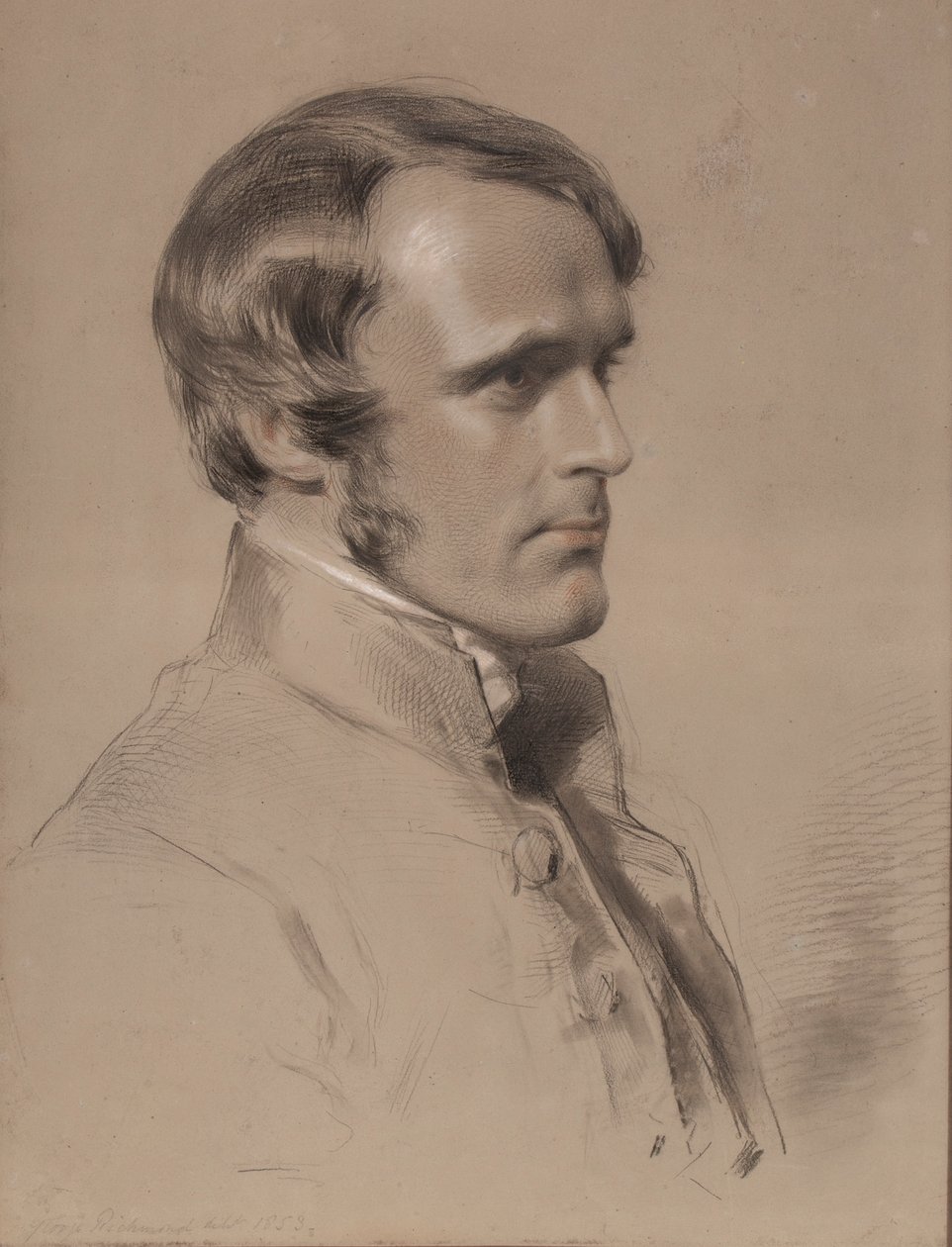 Rev. John Jackson, 1853 (černá, červená a bílá křída na papíře) od George Richmond