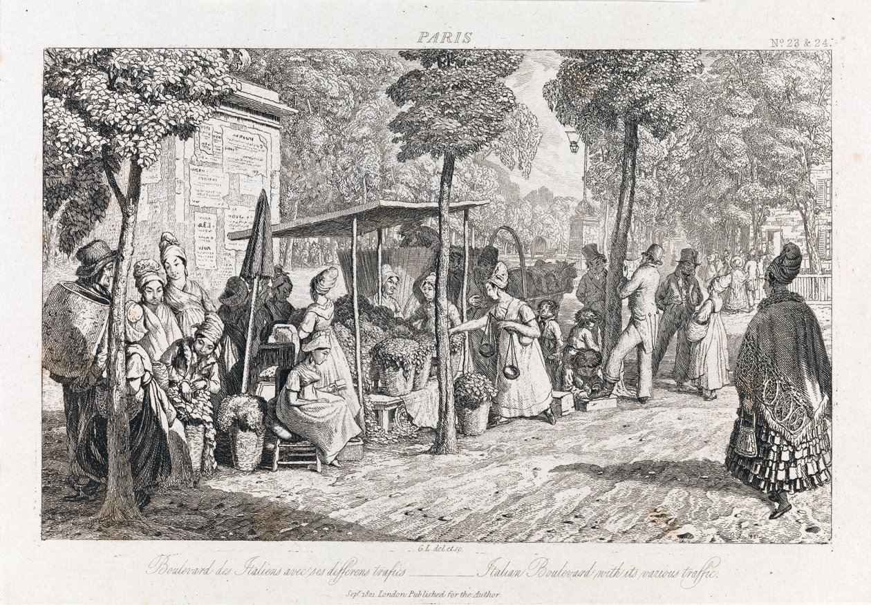 Boulevard Des Italiens, kolem roku 1821 (lept) od George Robert Lewis