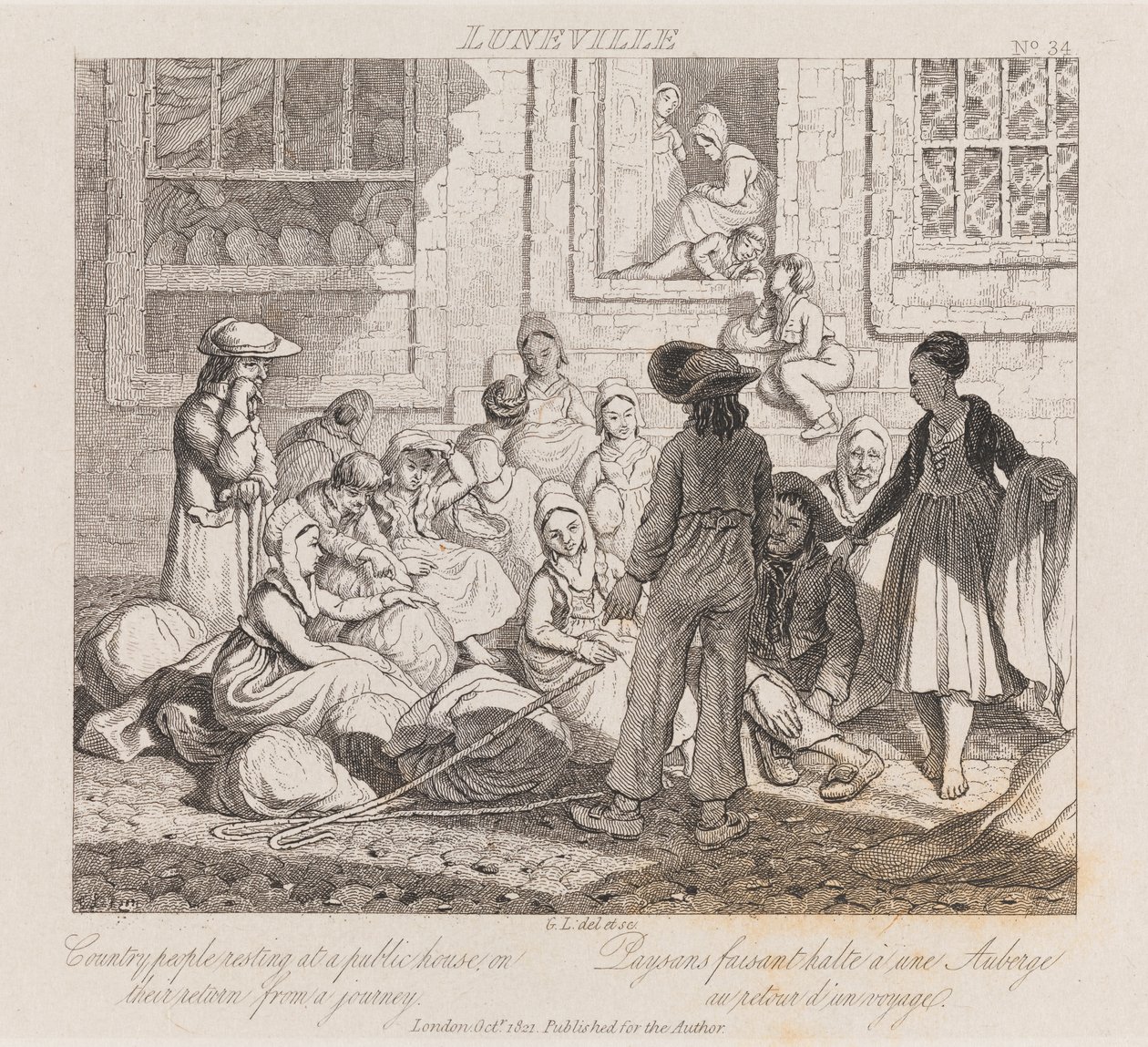 Rolníci odpočívající, Luneville, kolem roku 1821 (lept) od George Robert Lewis
