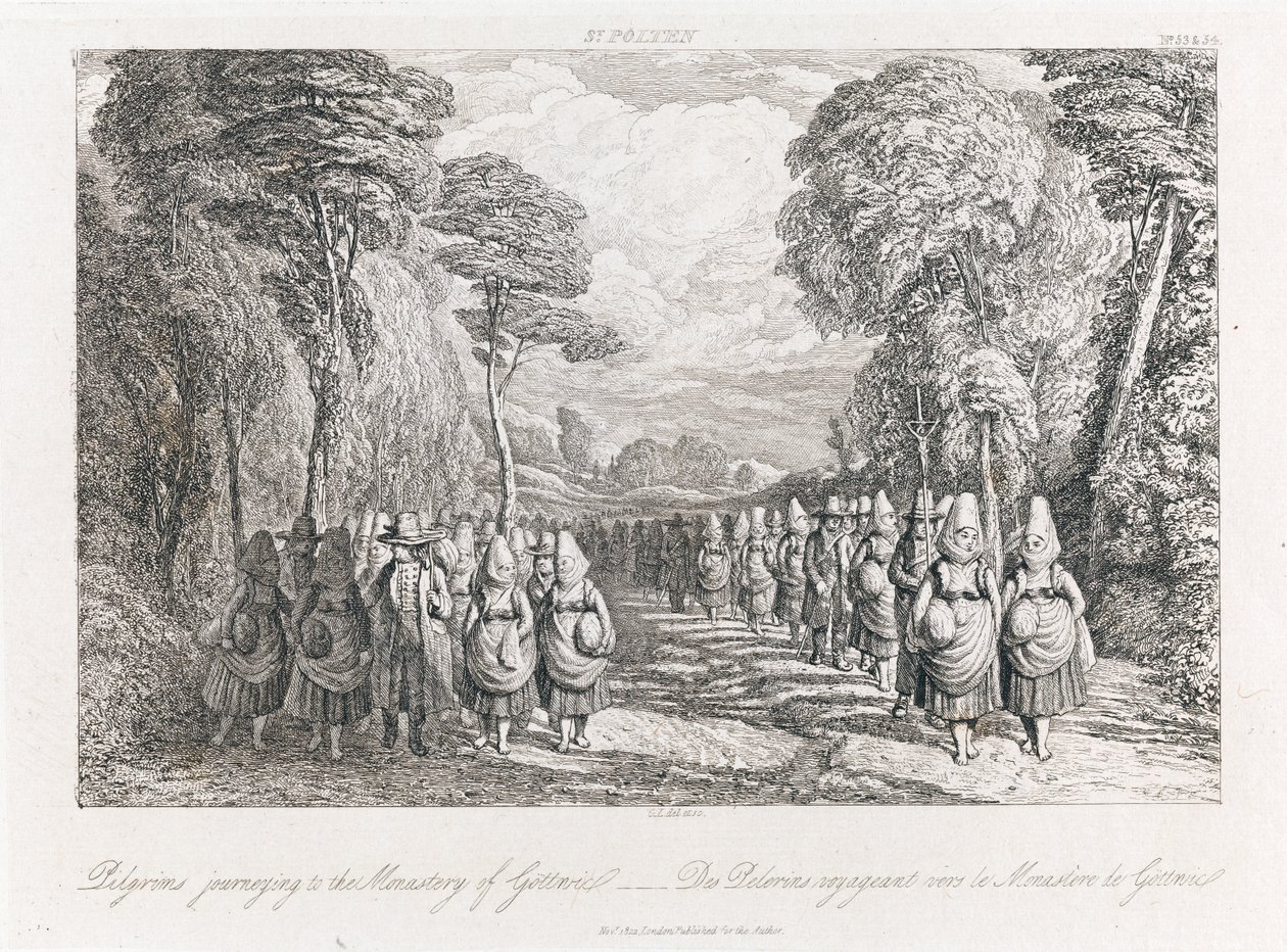 St. Polten - Pilgrims, cca 1821 (lept) od George Robert Lewis