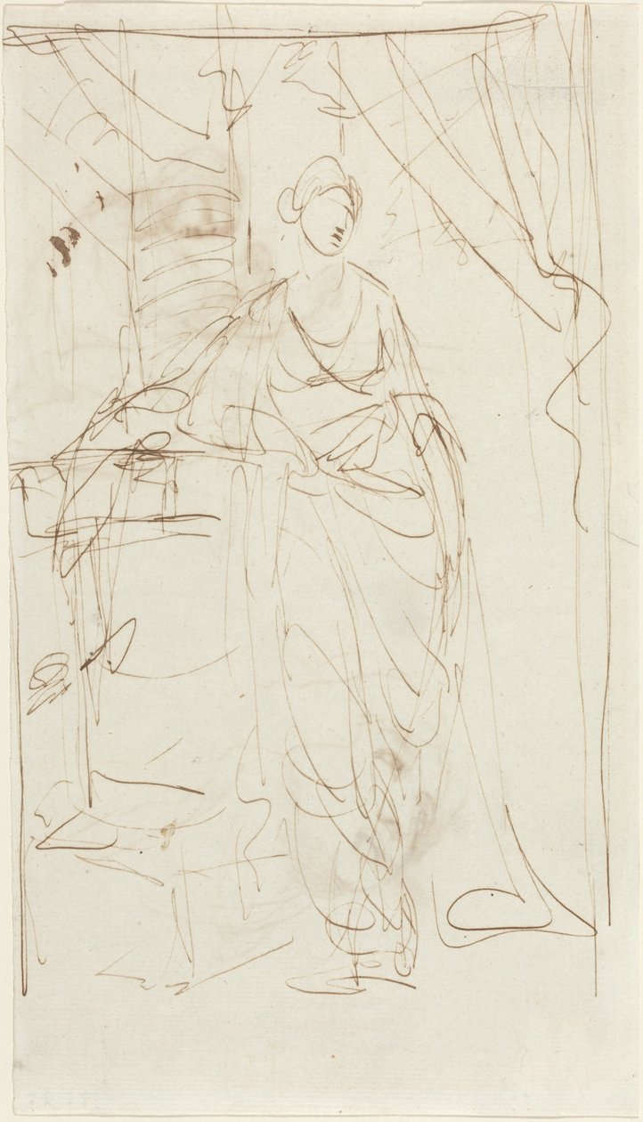 Elegantní dáma v klasickém oděvu [líc] od George Romney