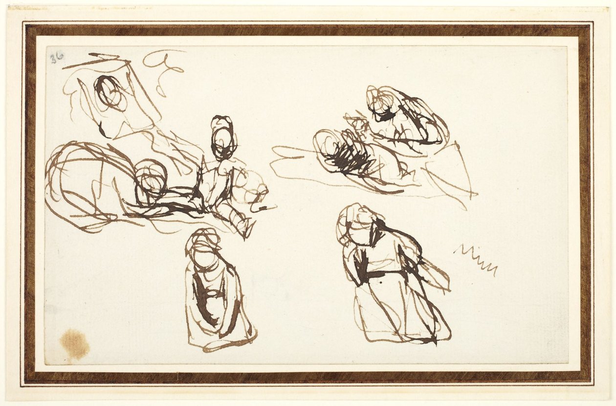 Děti sedící na zemi, pravděpodobně studie k dílu „Shakespeare jako dítě s tragédií a komedií“ od George Romney