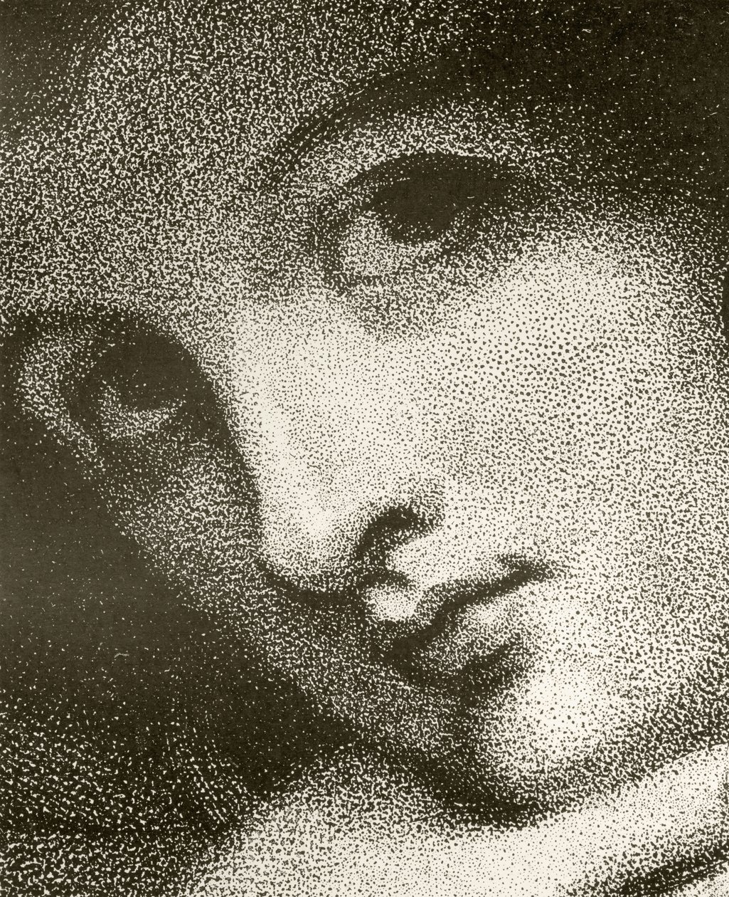 Detail Emmy, Lady Hamiltonové, vyrytý Johnem Jonesem, z 