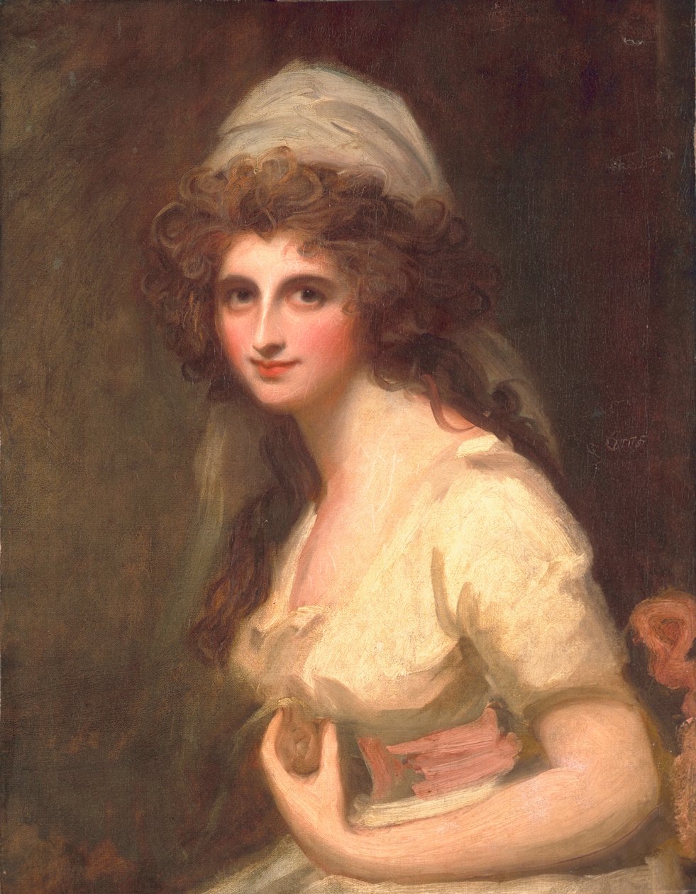 Emma Hart v bílém turbanu, kolem roku 1791 od George Romney