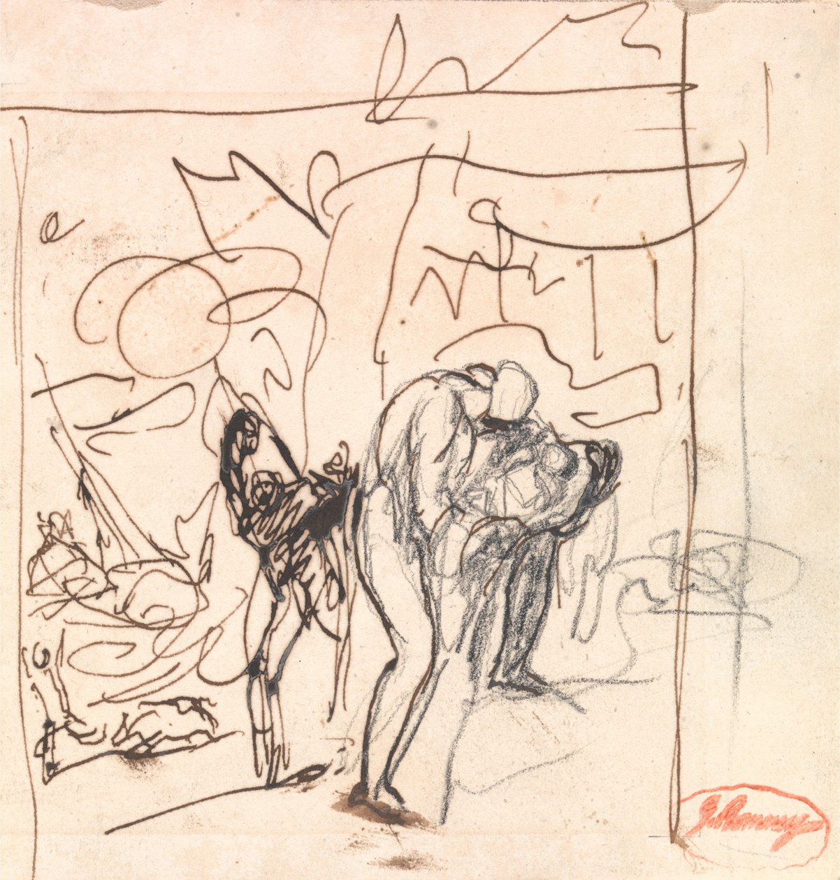 „Útěk před medvědem, aneb ‚Opuštění Perdity‘“ z „Zimní pohádky“ od George Romney