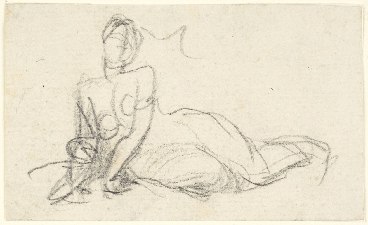 Ženská postava sedící na zemi od George Romney