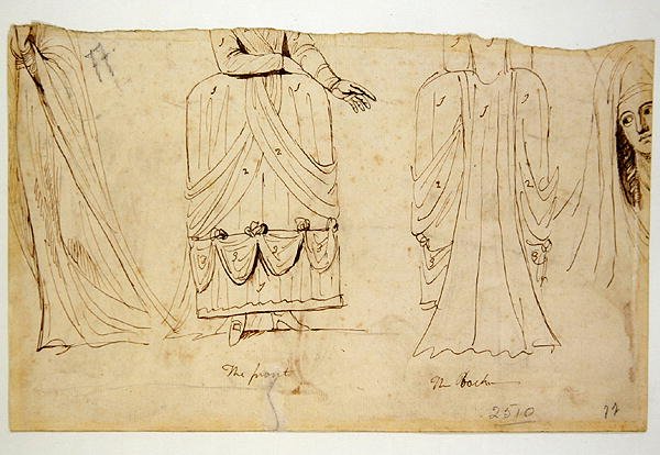 Figurální studie (perem a tuší na papíře) (viz 270959 na zadní straně) od George Romney