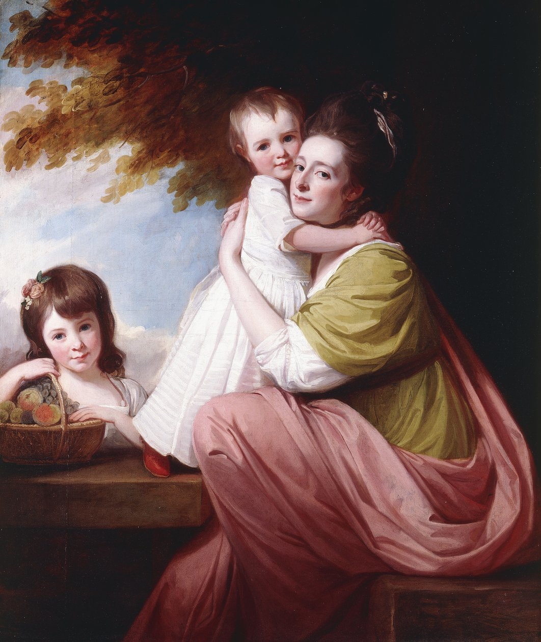 Skupinový portrét Dorothy Stablesové a jejích dcer, Harriet a Marie, tříčtvrteční, 1777-78 od George Romney
