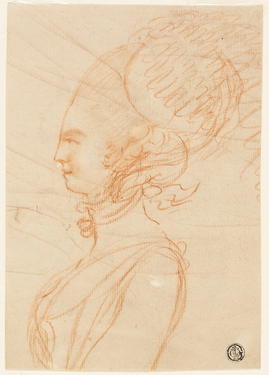 Poloviční profil portrét ženy směřující doleva od George Romney