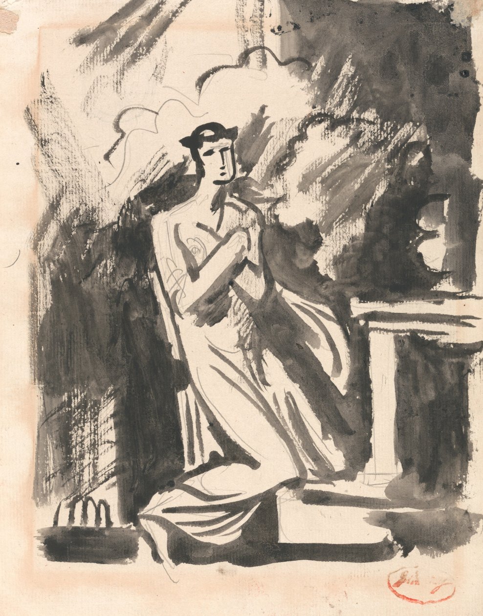Ifigenie klečící u oltáře od George Romney