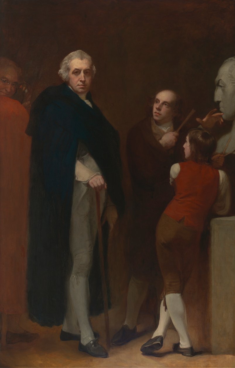 John Flaxman modelující bustu Williama Hayleyho od George Romney