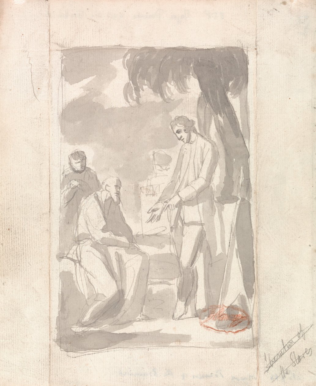 Major Pierson and the Brahman (šedá barva na položený papír) (viz 153905) od George Romney
