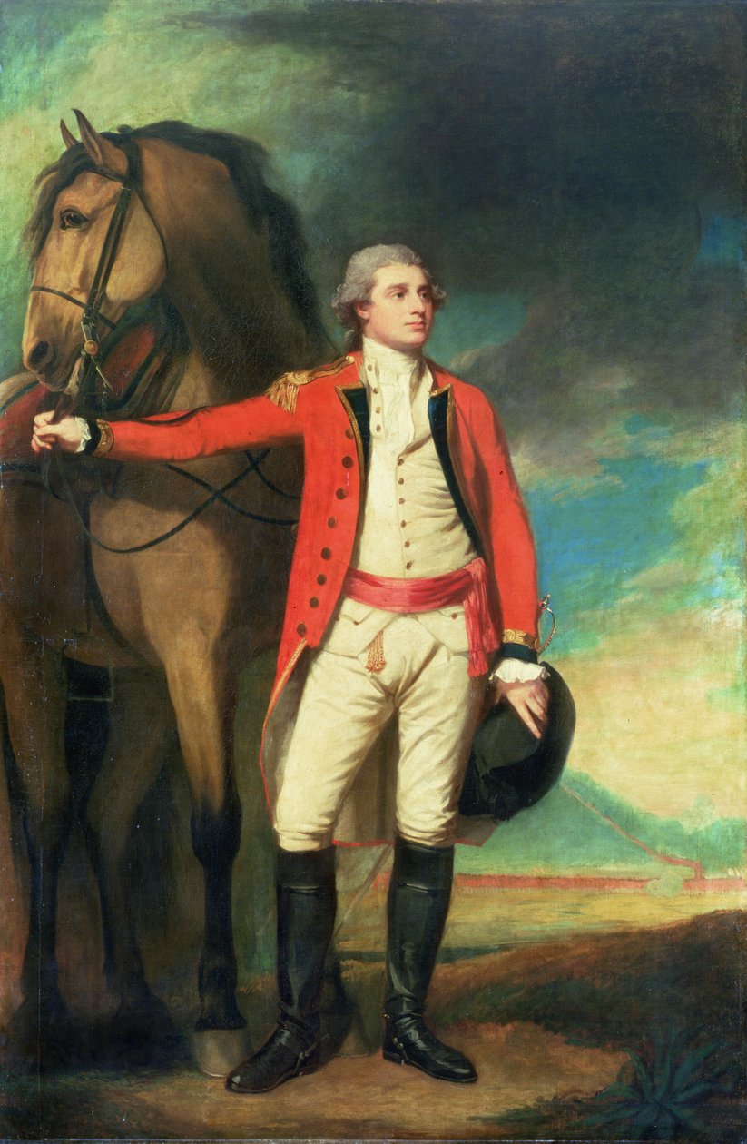 Portrét generálmajora Jamese Hartleyho v kapitánově uniformě bombajské armády od George Romney