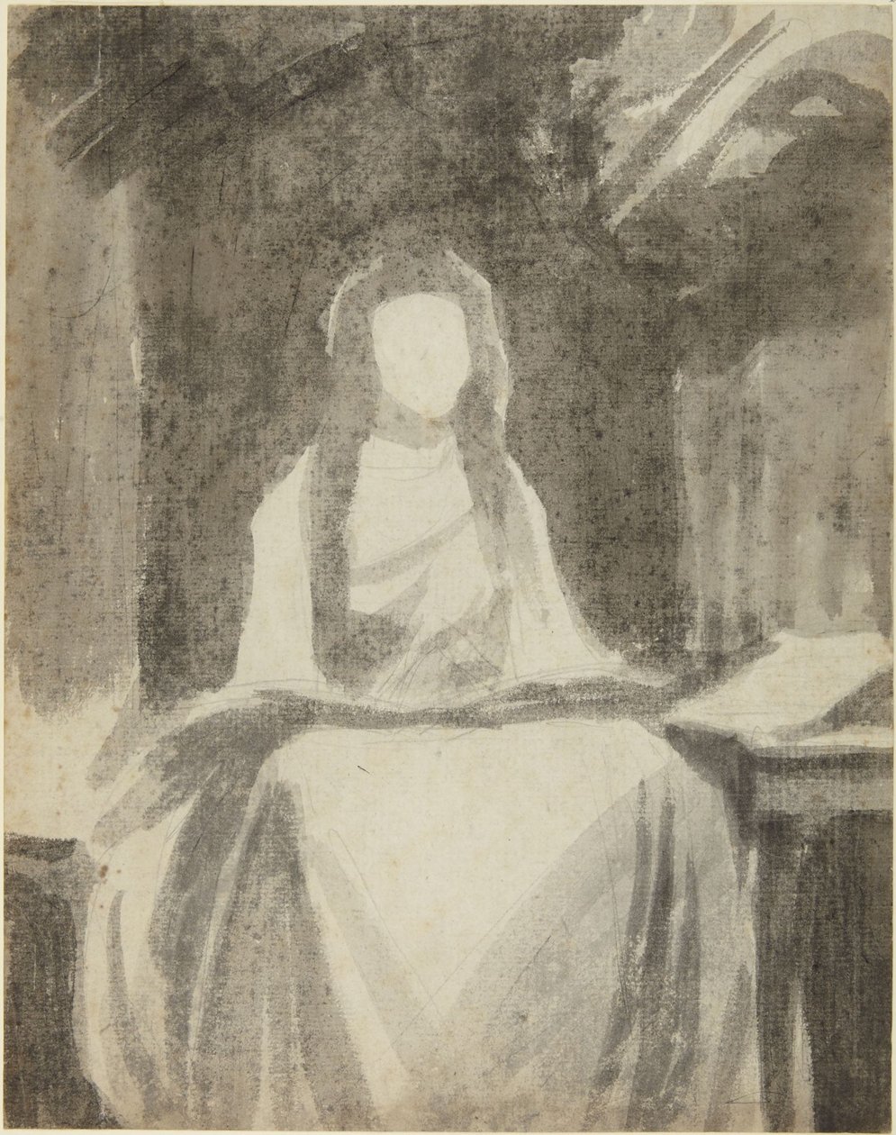 Portrétní studie lady Hamiltonové jako svaté Cecílie od George Romney