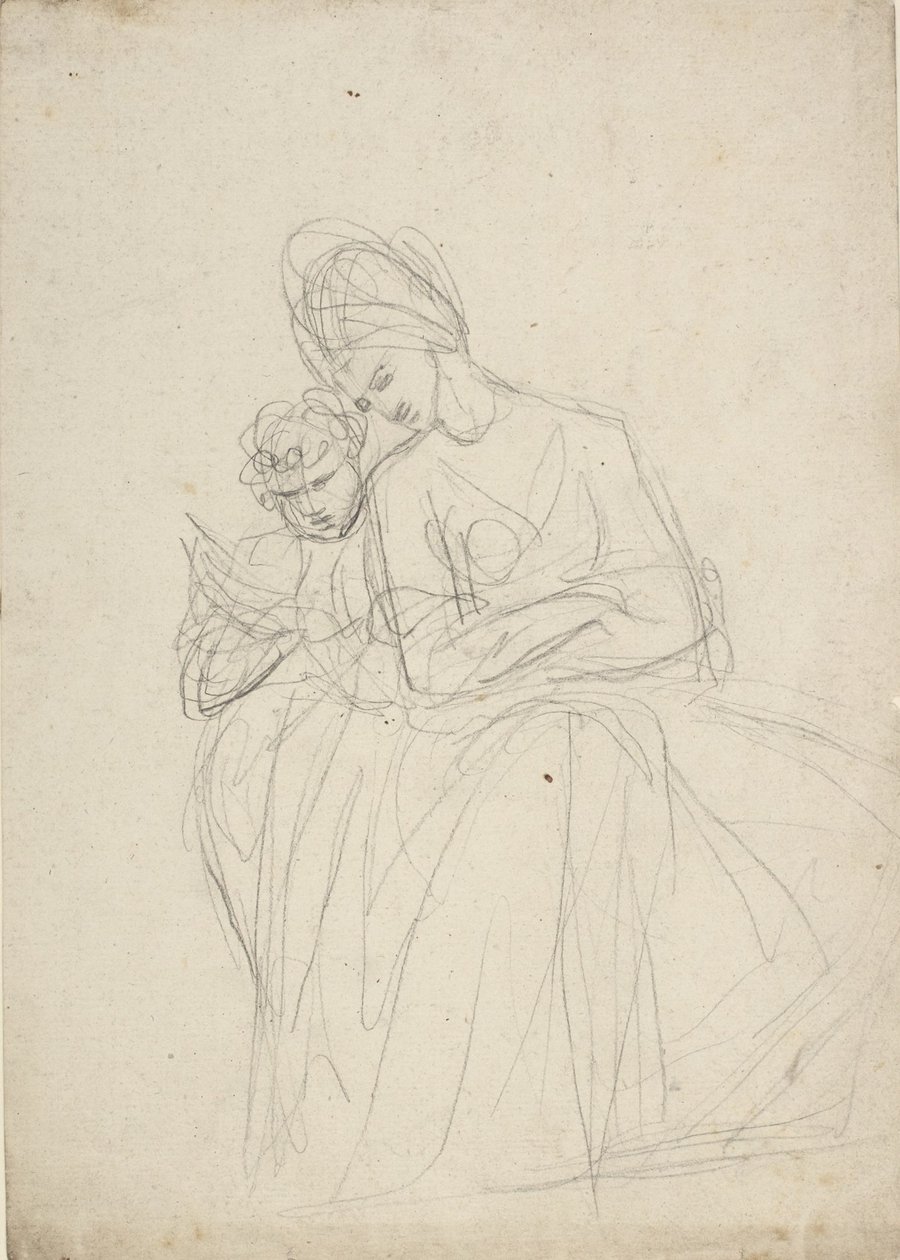 Portrétní studie sedící ženy s dítětem od George Romney