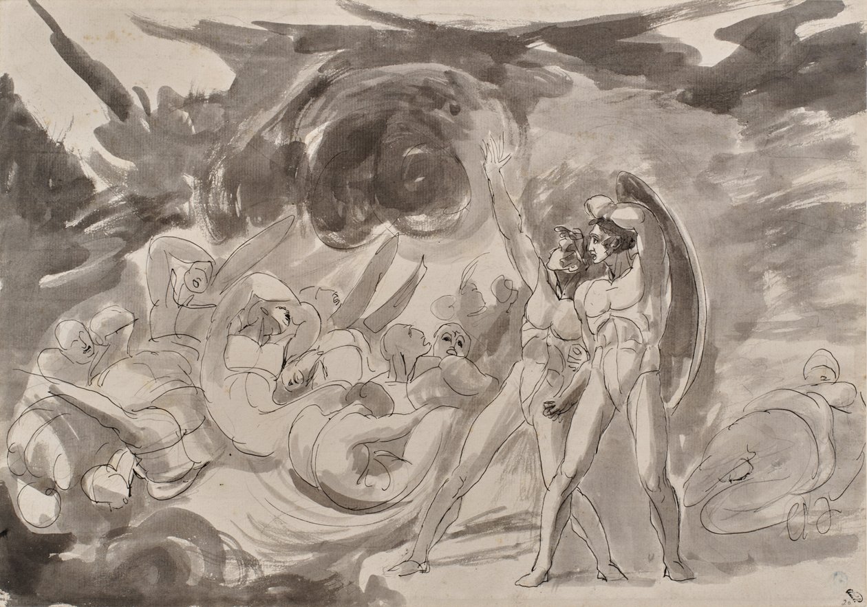 Satan pozoruje padlé anděly od George Romney