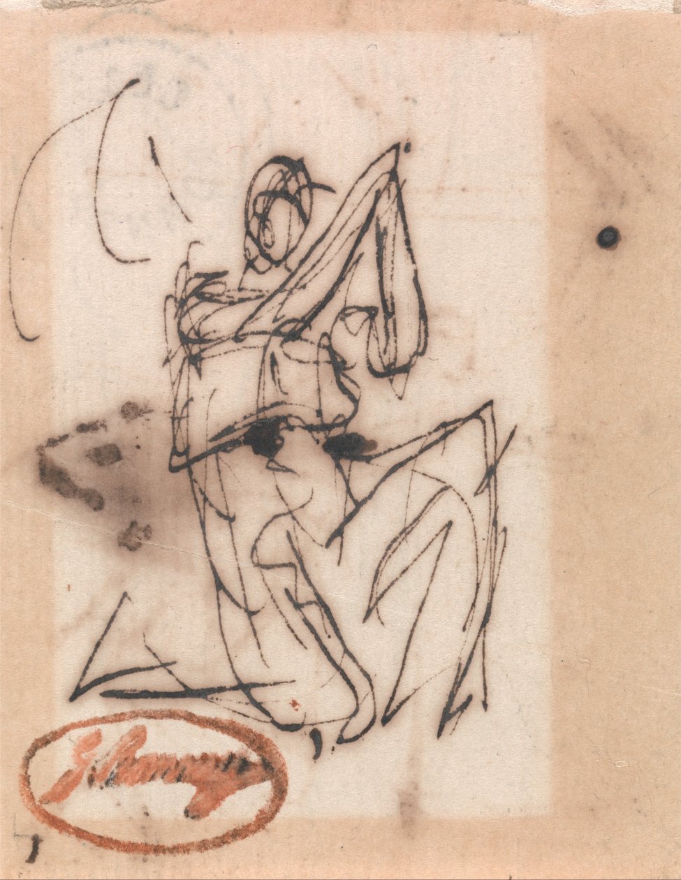 Sedící klasická postava od George Romney